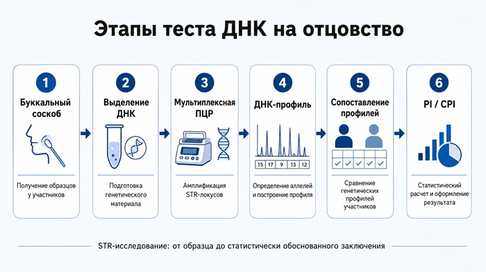Основные этапы STR-исследования при установлении биологического отцовства