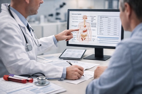 Фото: на преме у эндокринолога. Путь пациента у эндокринолога включает этап диагностики, постановки диагноза и планового наблюдения