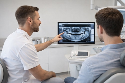 фото: Первичная консультация стоматолога и разбор плана лечения на основе цифровой диагностики.